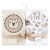 Hudson Baby Cotton Animal Face Hooded Towel, Neutral Safari, One Size - 2 of 4