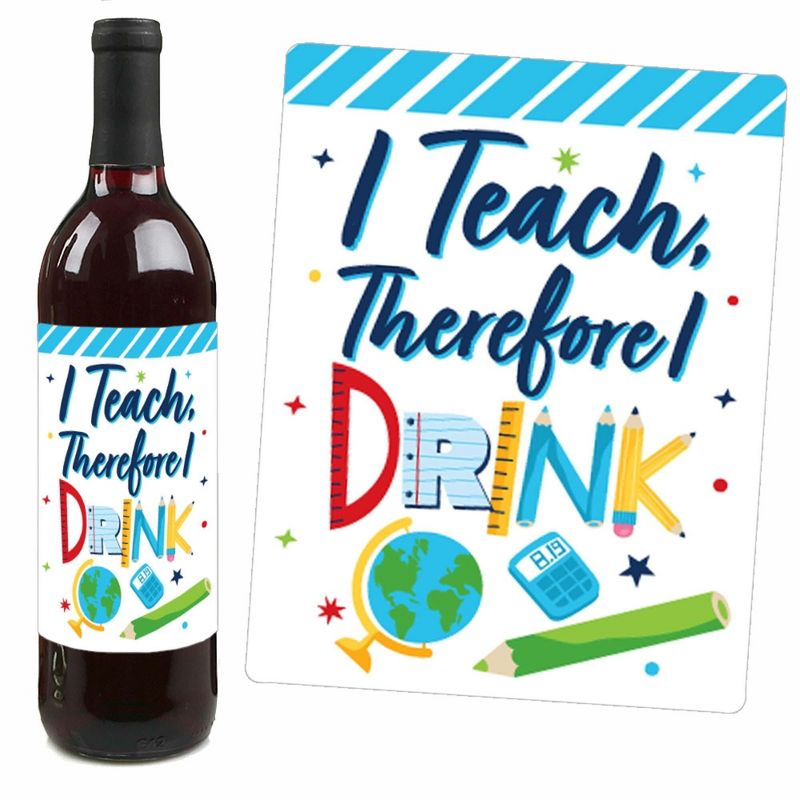 Big Dot of Happiness Thank You Teachers - Teacher Appreciation Christmas Gifts Decorations for Women and Men - Wine Bottle Label Stickers - Set of 4, 3 of 9