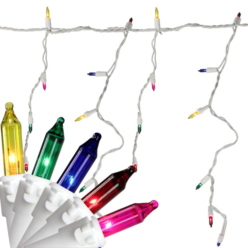 Northlight 50-Count Multi-Color Mini Icicle Christmas Light Set - 6ft White Wire, 1 of 4