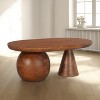 Royal Hampton Coffee Table | 38" Handmade Mango Wood Oval Top | Round Ball and Cone Base - 4 of 4