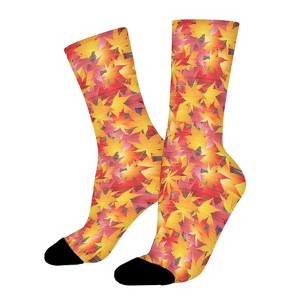Autumn Maple Leaf Women Printed Crew Socks Funny Funky Socks Soft Polyester Novelty Gifts for Artists Men - 1 of 1