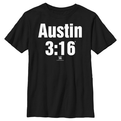 Boy's Wwe Stone Cold Steve Austin 3:16 White Logo T-shirt - Black ...