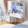 Aheaplus 48'' Vanity Desk with Charging Station and LED Light, Vanity Table with Drawer,  Shelves and Pegboard - 2 of 4