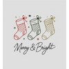 Merry & Bright Christmas Stocking Line Art  Women's Crew Neck Short Sleeve Crop Tee - 2 of 3
