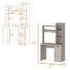 TIRAMISUBEST Computer Desk with Hutch and 3-Tier Storage Shelves Buffet Cabinet with Storage - Beige - 3 of 4
