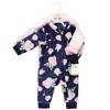 Hudson Baby Infant Girl Fleece Jumpsuits, Coveralls, and Playsuits, Navy Rose - 2 of 4