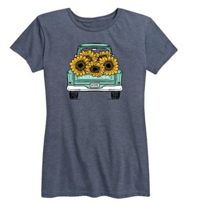 Women's - Instant Message - Sunflower Pickup Truck Short Sleeve Graphic T-Shirt - 1 of 4