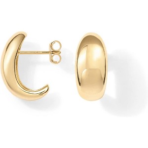 14K Gold Plated Huggie Hoops | 925 Sterling Silver Posts, Dome Design for Women - 1 of 4