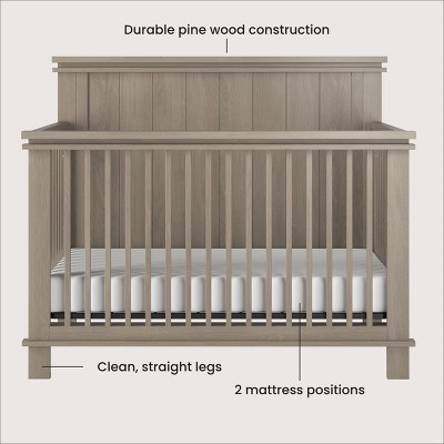 Crescent Gray 4-in-1 Convertible Crib and Dresser Set