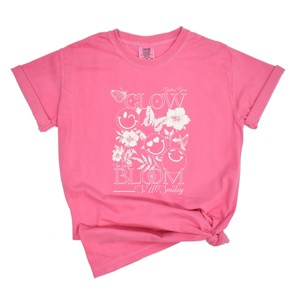 S.W.Smiley Gather, Grow, Glow - Women's Garment Dyed Graphic T-Shirt - 1 of 4