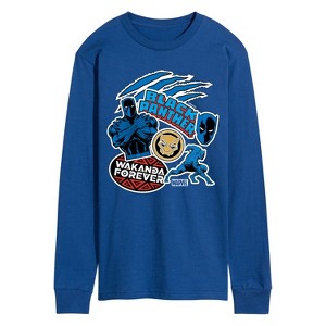 Men's - Marvel - Black Panther Wakanda Forever Sticker Long Sleeve Graphic T-Shirt - 1 of 4