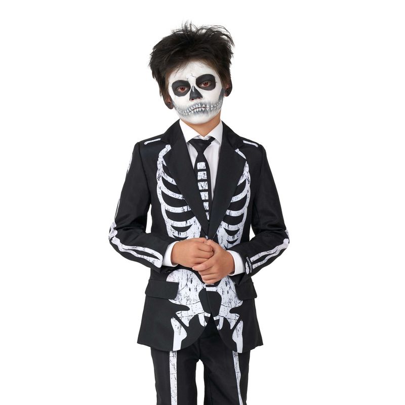 Suitmeister Boys Halloween Costume - Skeleton Costume Grunge Black, 3 of 4