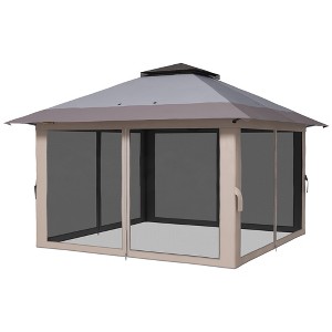 13' x 13' Pop Up Gazebo Instant Canopy Tent Shelter with 2-Tier Roof, Carry Bag, Wight Bags for Outdoor, Garden - 1 of 4