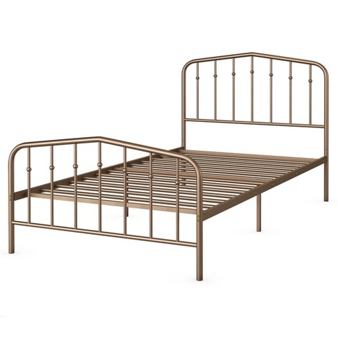 Costway Twin Queen Full King Size Metal Bed Frame Steel Slat Platform W Headboard Antique Brown Black Target