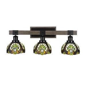 Toltec Lighting Tacoma 3 - Light Vanity in  Black/Painted Wood with 7" Ivory Cypress Art Glass Shade - 1 of 1
