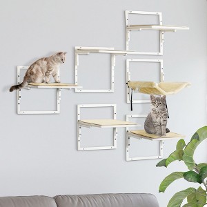 Sapphtopaz Wall-Mounted Cat Furniture, Modern Cat Wall Shelves with Ladder and Platform, Cat Climbing Shelf Set for Indoor Cats to Play and Rest - 1 of 4