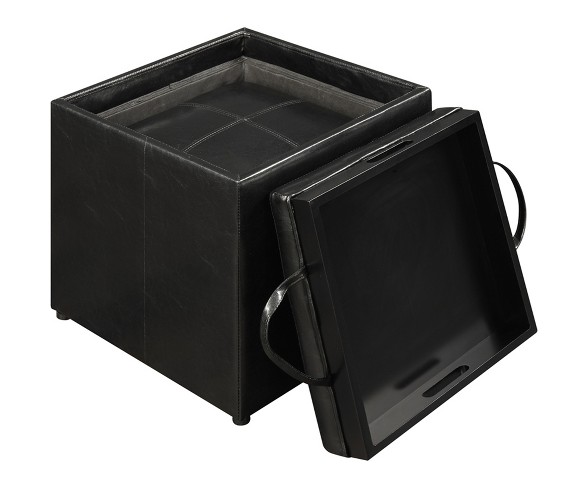3 Piece Designs4Comfort Storage Ottoman Black - Convenience Concepts