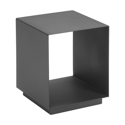 HomeRoots 17" Charcoal Aluminum Square End Table With Shelf