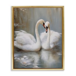 Stupell Industries Kissing Swans on Pond Floating Frame Canvas Art - 1 of 4