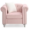 Upholstered Elegant Armchair with Round Arms, Comfortable Seating and Easy Assembly for Living Room - 3 of 4