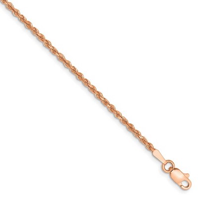Black Bow Jewelry 14k Rose Gold 1.75mm Handmade D/C Rope Chain Bracelet