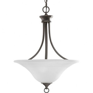 Progress Lighting Trinity Collection 3-Light Hall Foyer Fixture, Steel, Antique Bronze, Etched Glass Shade - 1 of 2