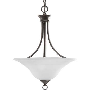 Progress Lighting Trinity Collection 3-Light Hall Foyer Fixture, Steel, Antique Bronze, Etched Glass Shade