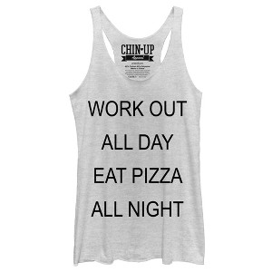 Women's CHIN UP Eat Pizza All Night Racerback Tank Top - 1 of 3