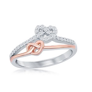 Bella Silver Sterling Silver + Rose Gold Plated Heart Ring - Available Sizes:  9 ,  8 ,  6 ,  7 - 1 of 3