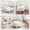 Upholstered Accent Chair Armless Side Chair with Curved Backrest, Teddy/Fur, White/Khaki - ModernLuxe - 4 of 4