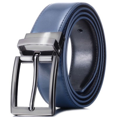 Mio Marino | Men's Chameleon Buckle Leather Belt - Navy & Obsidian ...