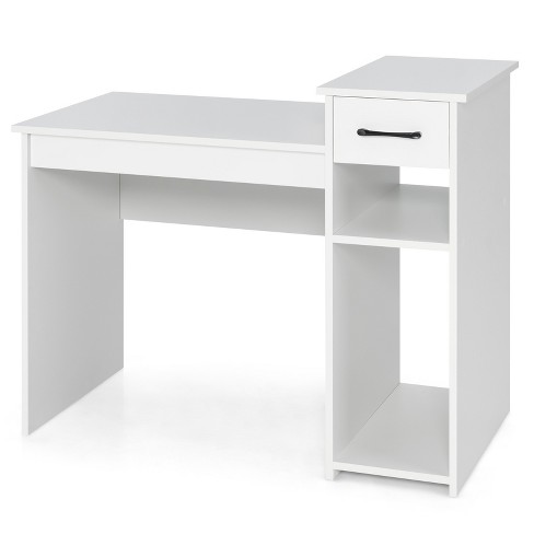 Computer Desk 40 inch Desk with 2-Tier Shelves Sturdy White Desk, Small Desk  with Large Storage Space Home Office Desks, Gaming Desk Study Writing  Laptop Table for Bedrooms (White) 