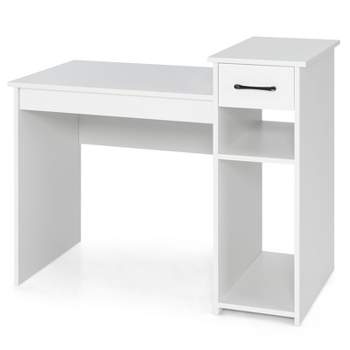 Tangkula Computer Desk with Storage Shelf Modern Study Desk with Drawer Multipurpose Home Office Desk Laptop Table