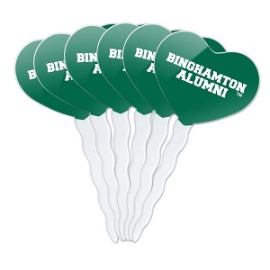 Binghamton University Bearcats Alumn Heart Love Cupcake Picks Toppers Decoration Set of 6 - 1 of 4