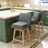 Dyonery 26.8" Height Counter Height Swivel Bar Stools Set of 2, Upholstered Counter Kitchen Barstools with Back, Solid Wood Legs, Fabric - Blue - 2 of 4