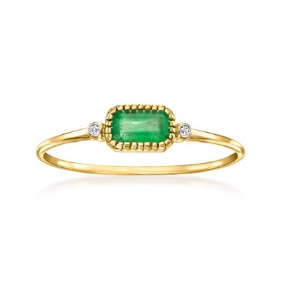 RS Pure by Ross-Simons 0.20 Carat Bezel-Set Emerald Ring With Diamonds in 14kt Yellow Gold