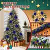 Orieon 24PCS Royal Blue Velvet Poinsettia Flowers with Glitter, 6.3" Artificial Christmas Blooms for Wreaths, Tables & DIY Decor - 3 of 4