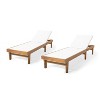 Christopher Knight Home Summerland Outdoor Mesh and Acacia Wood Armless Adjustable Chaise Lounges (Set of 2) - 2 of 4