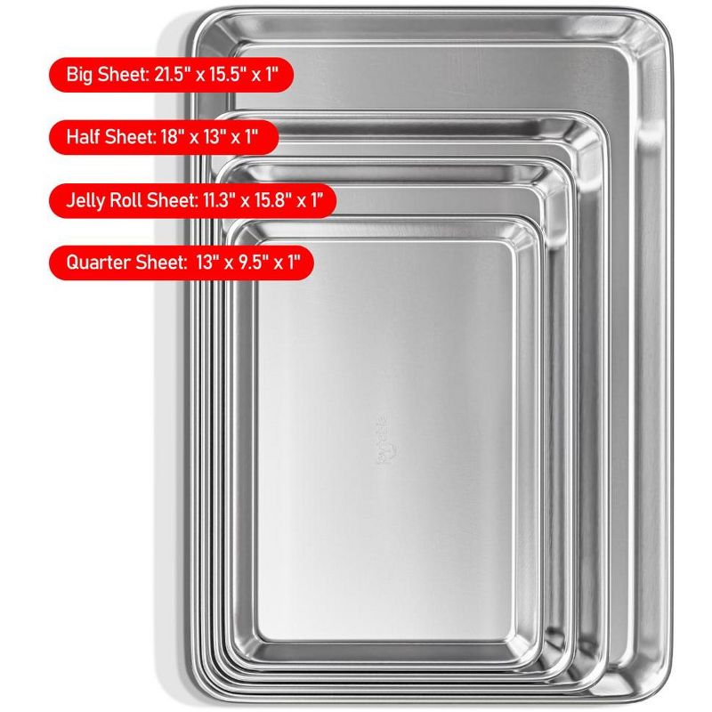 JoyTable Aluminum Baking Sheet Set, Steel Cookie Sheet Set, Durable BPA-Free Baking Sheets for Oven, 2 of 8