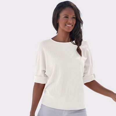 Women's Textured Tab Sleeve Top - LASCANA