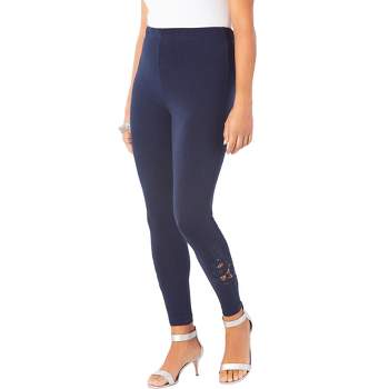 Roaman's Women's Plus Size Petite Essential Stretch Capri Legging, 22/24 -  Navy : Target