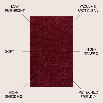 Dark Red Oval Synthetic Low-Pile Area Rug, 3' x 5'