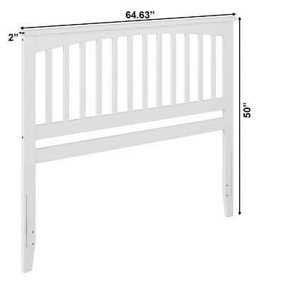 White Queen Mission Wood Panel Headboard with USB Charger