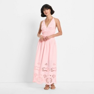 Women's Eyelet Maxi A-Line Dress - Future Collective - 1 of 3