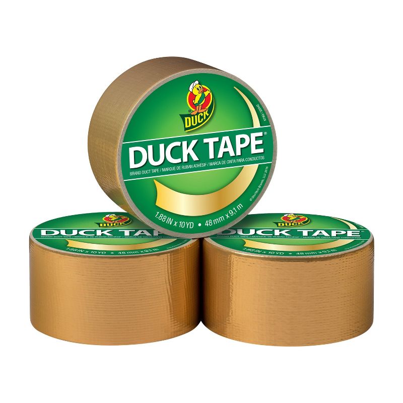 Duck 3pk 1.88&#34; x 10yd Duct Tape Gold, 1 of 13