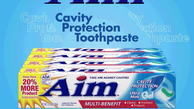 Aim Cavity Protection Toothpaste Ultra Mint Gel - 5.5 oz, 2 of 6, play video