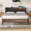 Lusimo Bed Frame Queen Upholstered Platform Bed with Storage Headboard and Charging Station - 2 of 4