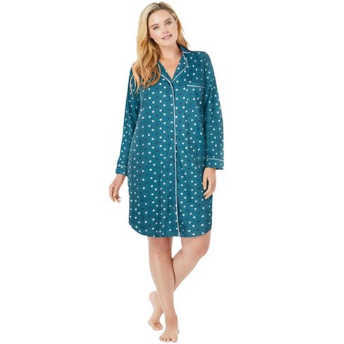 Dreams & Co. Women's Plus Size Short-sleeve Sleepshirt - M/l, Blue : Target