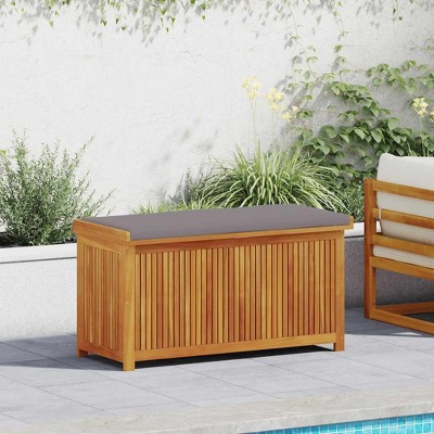 vidaXL Cushion Box Dark grey Solid Acacia wood Large Cushion Box