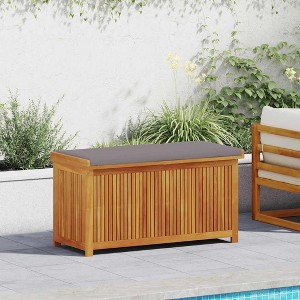 vidaXL Cushion Box Dark grey Solid Acacia wood Large Cushion Box - 1 of 4